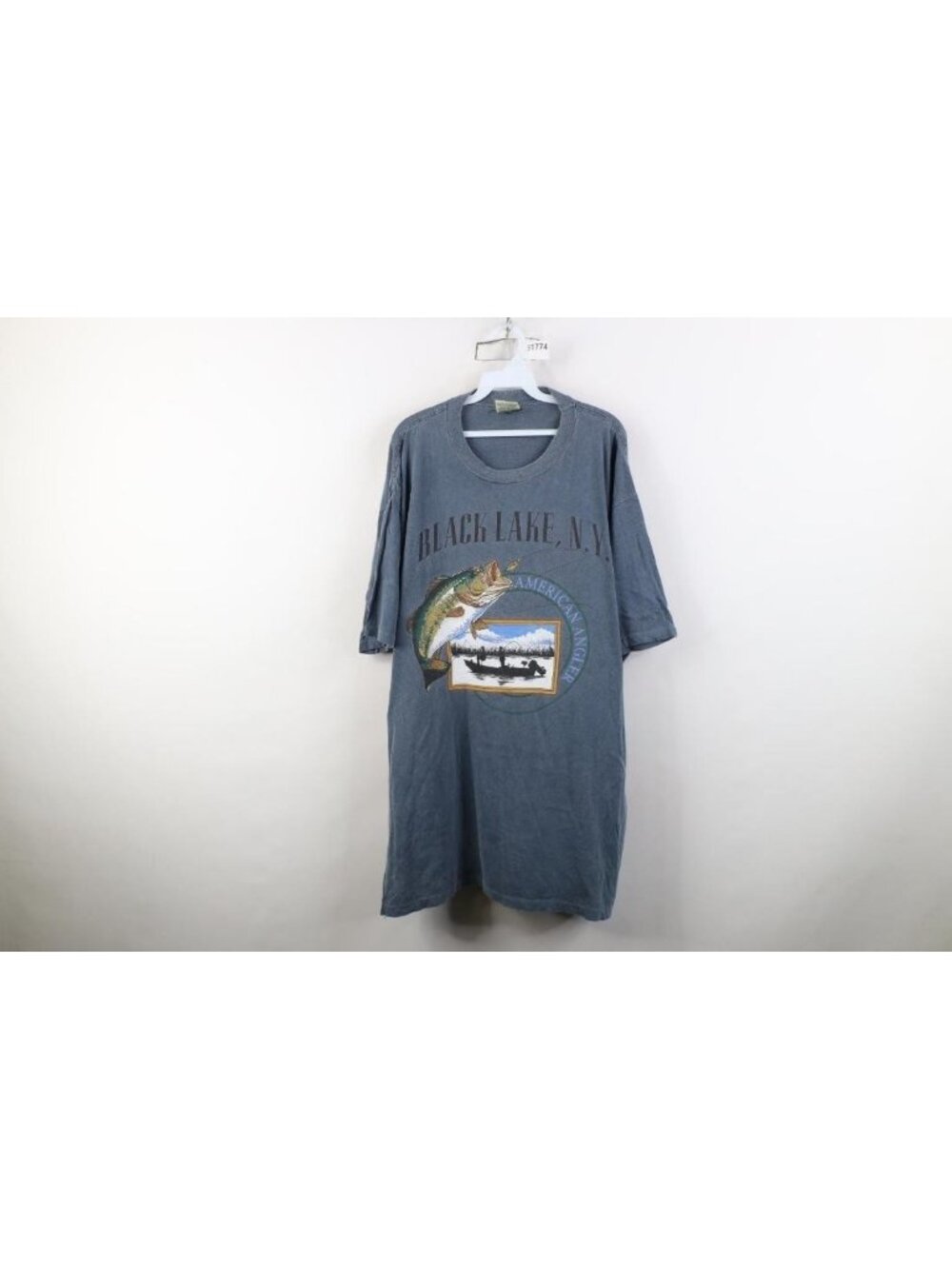 Vtg 90s Streetwear Mens XL Faded Baggy Black Head NY Angler Fishing T-Shirt USA